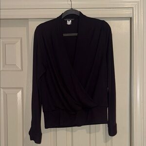 Puppia Black Wrap Long Sleeve Blouse